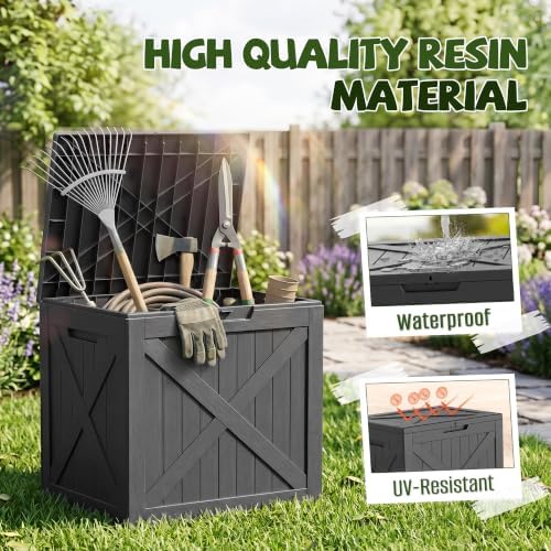 40 Gallon Waterproof Resin Deck Box, Outdoor Toy Storage Box Lock Bin - Image 5