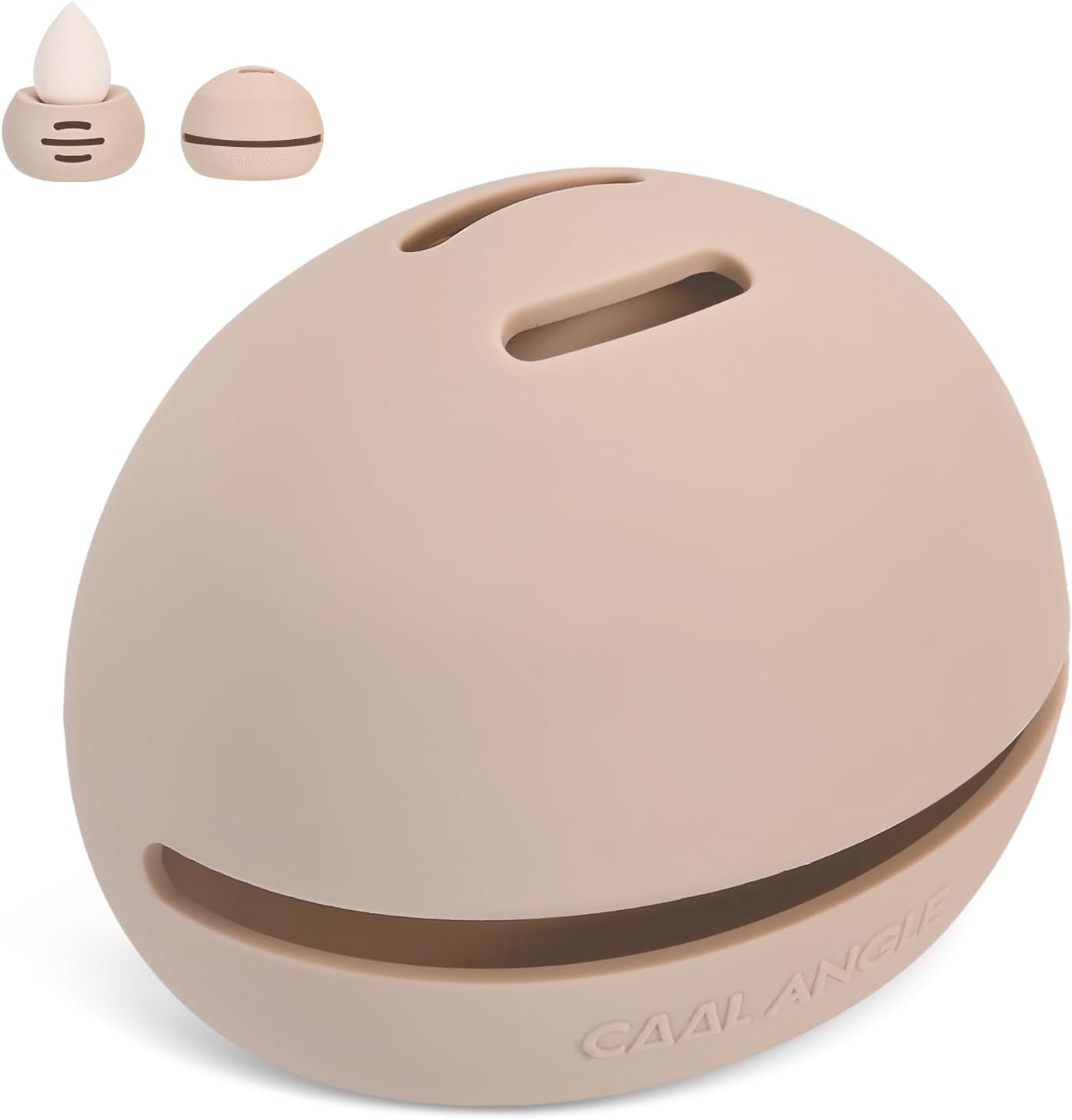 Makeup Sponge Holder Silicone Beauty Sponge Holder Makeup Blender Case for Travel 2 in 1 Stand Storage For Quick Drying Khaki