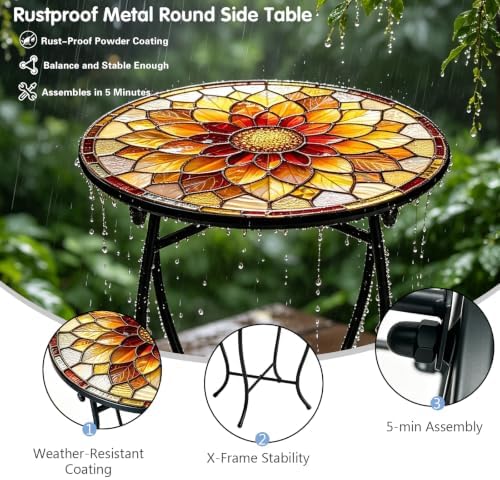 14" Outdoor Side Table, Rust Proof Small Metal Side Table - Image 4