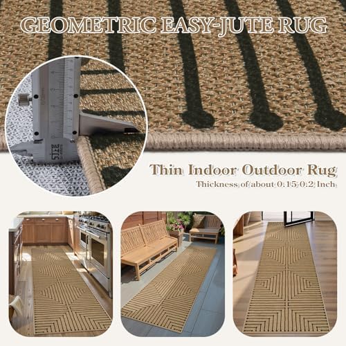 Lahome Geometric 2x8 Runner Rug, Neutral Non Slip Kitchen Entryway Runner - Image 4