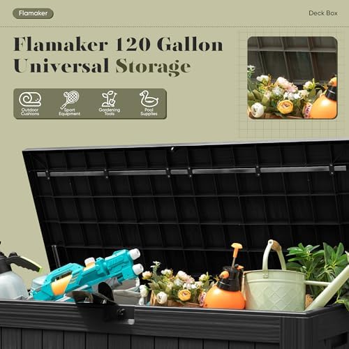Flamaker Internal 120 Gallon Deck Box Waterproof, Large Outdoor Storage Box - Image 5