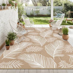 Pauwer Waterproof Outdoor Rug 10x14, Plastic Straw Patio Rug, Leaf Brown by Pauwer