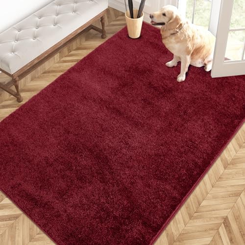 PURRUGS Area Rug, Burgundy Red by PURRUGS