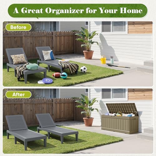 Flamaker Outdoor Storage Box 80 Gallon Resin Waterproof Deck Box - Image 5