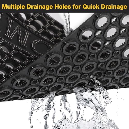 31”x 47” Black Non Slip Waterproof Welcome Rubber Door Mat - Image 2