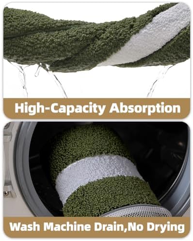 Color&Geometry Mini Green Bathroom Rugs 24x16, Extra Soft Absorbent Microfiber - Image 7