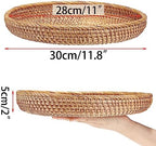 Hipiwe Rattan Key Basket Bowl for Entryway Table, 11.8" Large Wicker Tray - Image 5