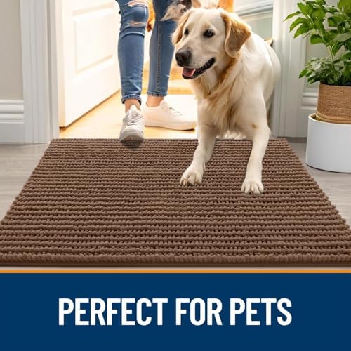 OLANLY Dog Door Mat for Muddy Paws 24x16, Extra Absorbent Chenille Mud Mat - Image 6