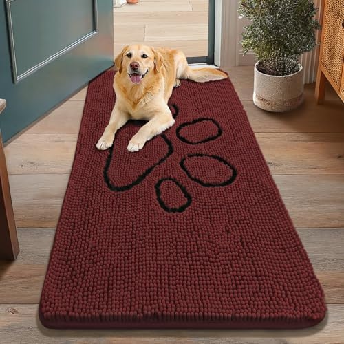 Smiry Dog Door Mat for Muddy Paws, Absorbent Non Slip Dirt Trapper by Smiry