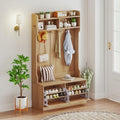 Giantex 4-In-1 Hall Tree with Bench and Shoe Storage, Entryway Bench with Coat by Giantex