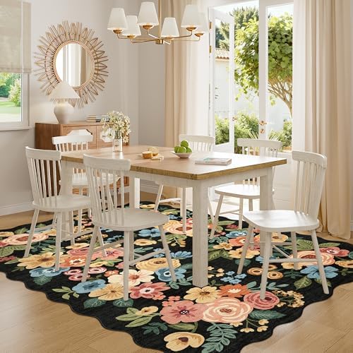 DUKINO 6x9 Area Rugs, Floral Washable Rug - Image 3