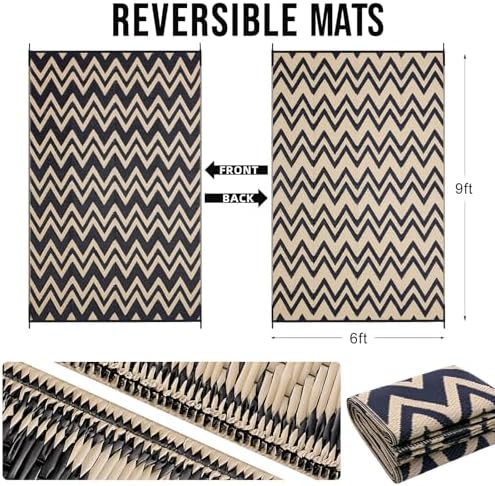 OLANLY Outdoor Rug 6x9 ft Waterproof Reversible Chevron Mat - Image 2