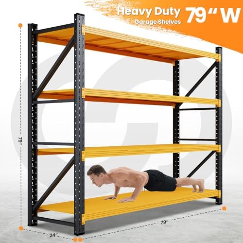 79” Wide Heavy Duty Metal Garage Shelving, Adjustable Storage Shelf - Image 2