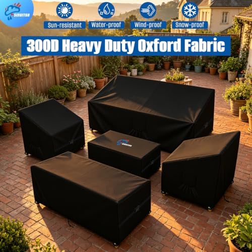 SIRUITON 5-Piece Patio Furniture Covers Waterproof, Lawn Patio Set Covers - Image 5