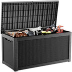 PatioZen 320 Gallon Large Resin Deck Box, Lockable Outdoor Storage Box by OutdoorLivingPerfected