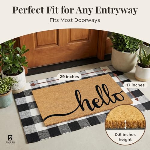Coir Welcome Mat, Hello Classic 2, 17 x 29 in - Image 2