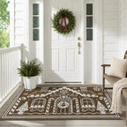 3x5 Ft Gingerbread House Christmas Reversible Plastic Straw Outdoor Rug by Unknown