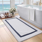 Color&Geometry White Bathroom Rugs 43x24, Extra Soft Absorbent Microfiber Bath by COLORG