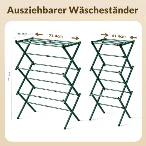 Clothes Drying Rack Collapsible, Heavy Duty Extendable Laundry Rack - Image 2