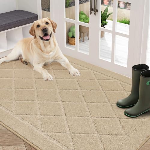 BEQHAUSE Dirt Trapper Door Mat 36" x 60", Doormat Non-Slip, Warm Beige by BEQHAUSE