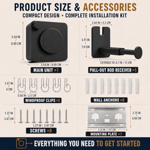 Retractable Clothesline Indoor & Outdoo, Non-Sagging Heavy-Duty Stainless Steel - Image 3