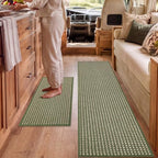 hicorfe Waffle Kitchen Runner Rugs Set of 2, Non Slip Kitchen Mats by Hicorfe