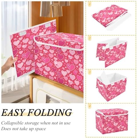 Bolaz Valentines Red Heart Flower Florals Storage Bins - Image 4