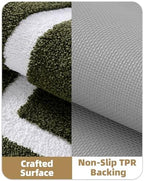 Color&Geometry Mini Green Bathroom Rugs 24x16, Extra Soft Absorbent Microfiber - Image 6