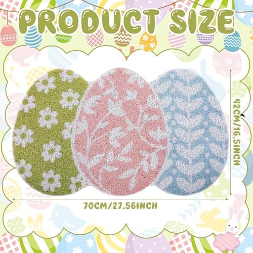 Tinideya Easter Welcome Doormat Easter Eggs Non Slip Coir Door Mat - Image 2
