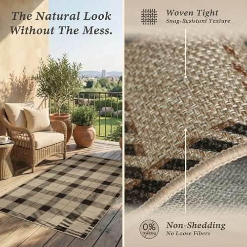 JTJ Easy Jute 3x4 Entryway Rug, Washable Non Slip Farmhouse Plaid - Image 4