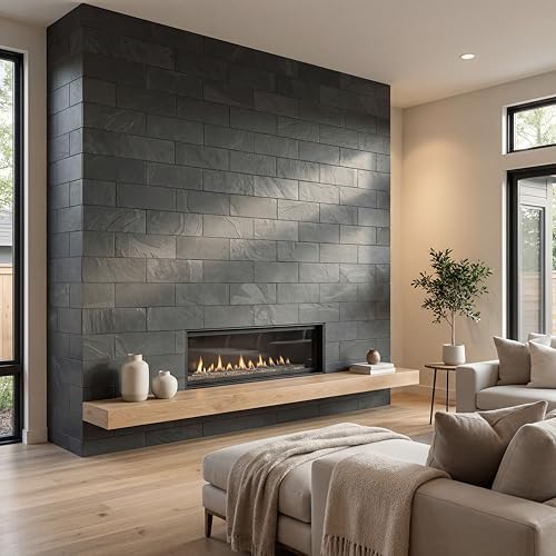Ackland Camden Black Charcoal 4 in. x 12 in. Gauged Slate Subway Tile - Image 2
