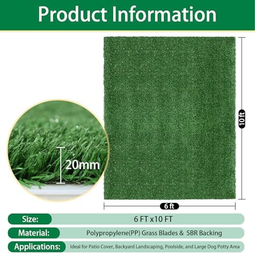 TOOKOO Artificial Grass Outdoor Rug - 6FT x 9FT Fake Grass Carpet - Image 3