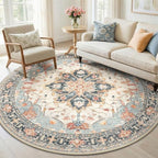 RELEANY Washable Area Rug, Round 6ft by RELEANY