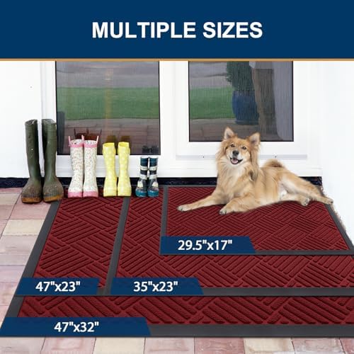Smiry Front Door Mat Outside Entrance, Natural Rubber Doormat, 29.5x17 Inch - Image 2