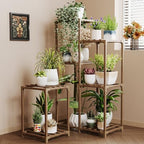 Bamworld Plant Stand Indoor Corner Plant Shelf Wood Plant Holder by Bamworld