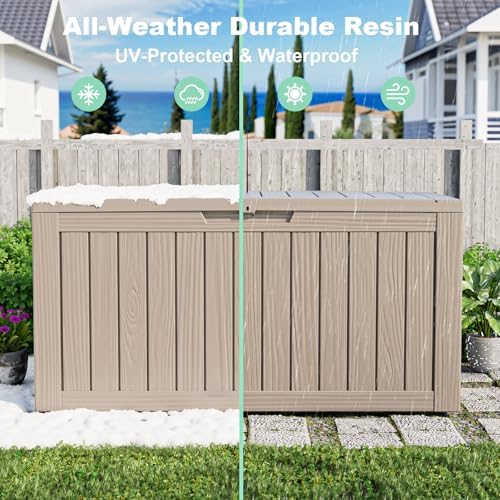 86 Gallon Deck Box, Lockable Waterproof Outdoor Storage Boxes - Image 4