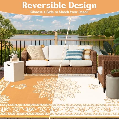 Yamaziot 5x8 Outdoor Rug Waterproof Plastic Straw Patio Rug - Image 2