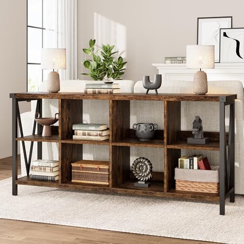 62 in Industrial 3-Tier Metal Horizontal Bookshelf - Image 5