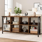 62 in Industrial 3-Tier Metal Horizontal Bookshelf - Image 5