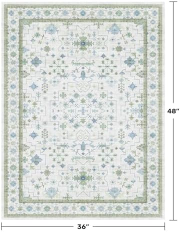 Blue and Green Washable Rugs 3x4 - Image 2