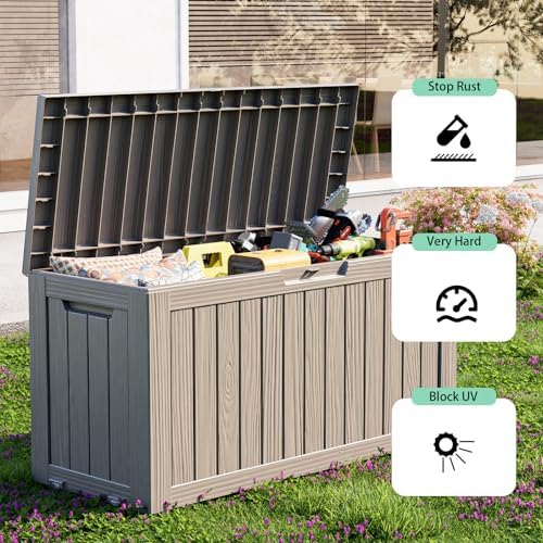 PatioZen 75 Gallon Resin Deck Box, Lockable Outdoor Storage Box - Image 3