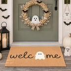 Ghost Welcome Door Mat, Cute Halloween Rug by FTTOYOLY