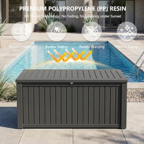 Outdoor Storage Box, 200 Gallon Waterproof Deck Box - Image 4