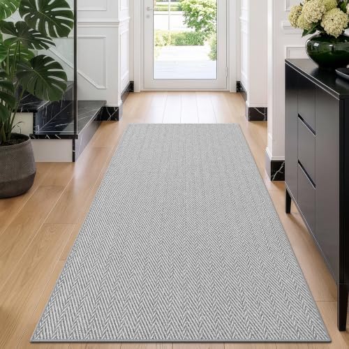 LUMI Ultra Thin Runner Rug for Hallway 2'8"x8', Entryway Rug, Light Gray by LUMI