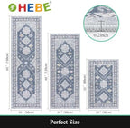 HEBE Boho Kitchen Rugs Set of 3, Non Slip Washable Kitchen Mats - Image 2