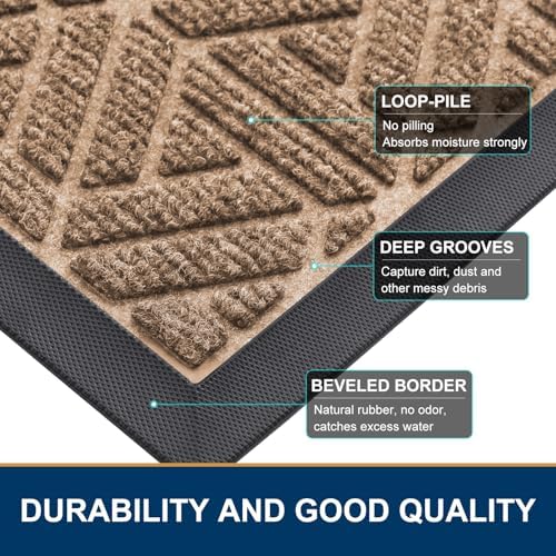 Smiry Front Door Mat Outside Entrance, Low Profile Rubber Doormat - Image 4