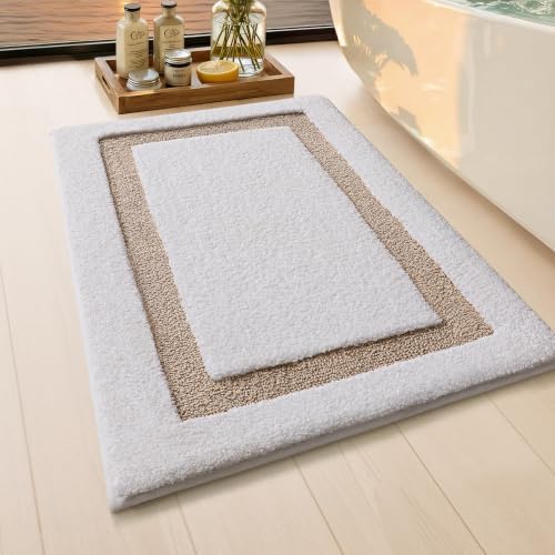 Color&Geometry Mini White Bathroom Rugs 24x16, Extra Soft Absorbent Microfiber - Image 4