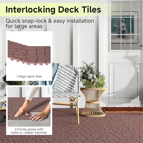 Rovibek 44 PCS Interlocking Deck Tiles, All Weather Patio Tiles - Image 3