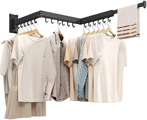 Wall Mounted Tri-Fold Clothes Drying Rack, Heavy Duty Collapsible Laundry by CHAHUANV