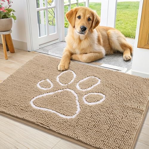 Smiry Dog Door Mat for Muddy Paws, Absorbent Non Slip Dirt Trapper by Smiry